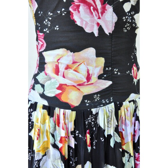 Italian Designer Floral Dress Novelty Print Fit & Flare Dress Roses Print XS - Picture 2 of 10